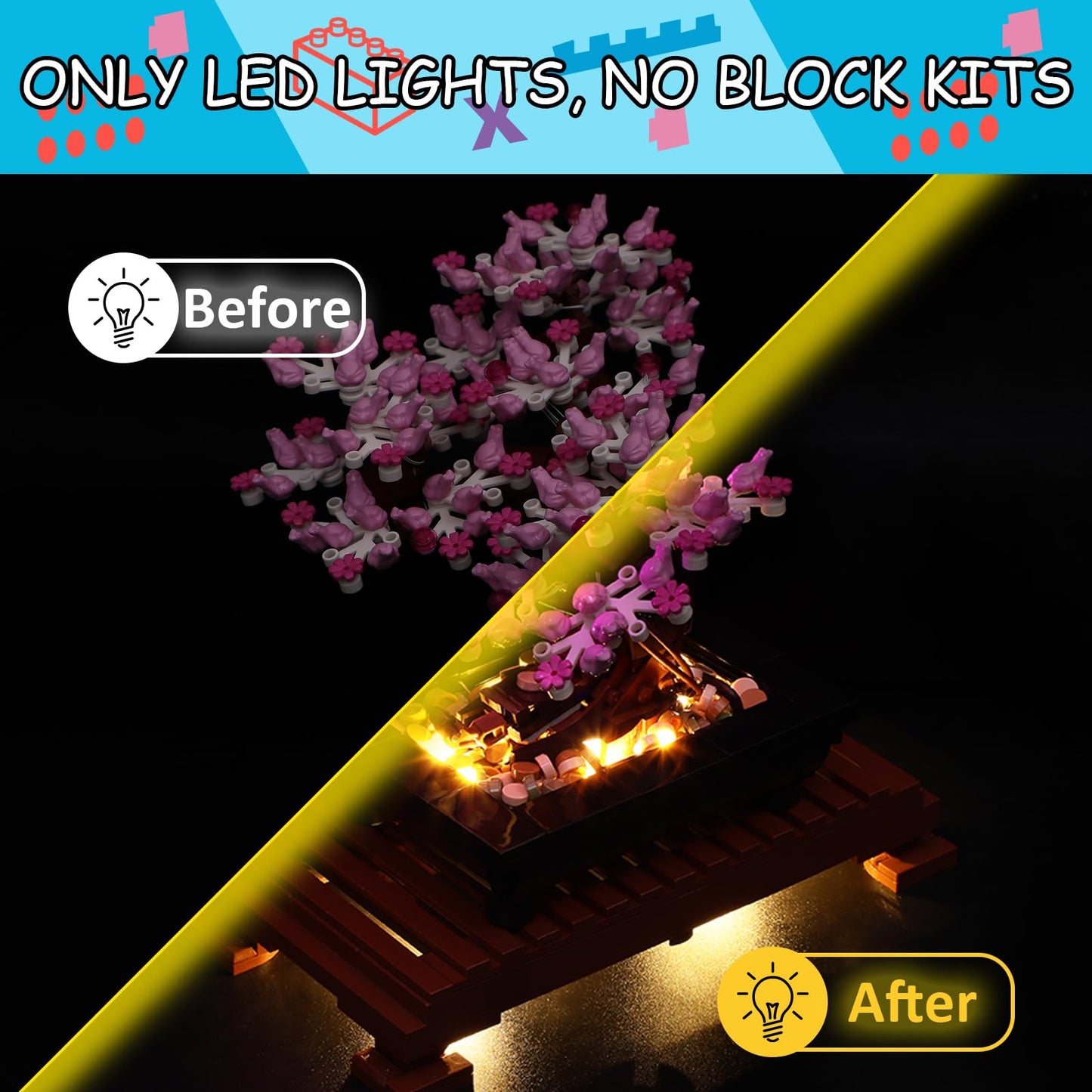 Mililier LED Light Kit for Lego Bonsai Tree 10281 Set – Pink | Enhance Your Display