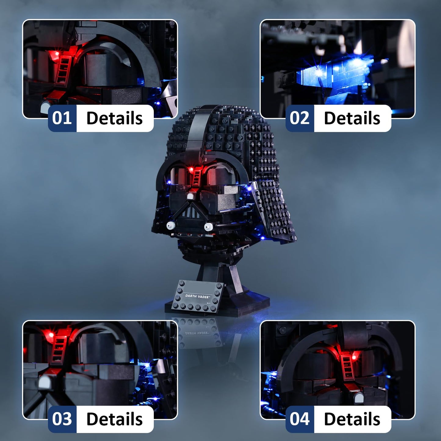 Mililier LED Light Kit for Lego Darth Vader Helmet 75304