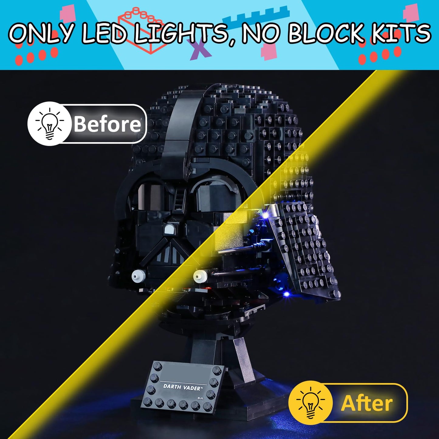 Mililier LED Light Kit for Lego Darth Vader Helmet 75304