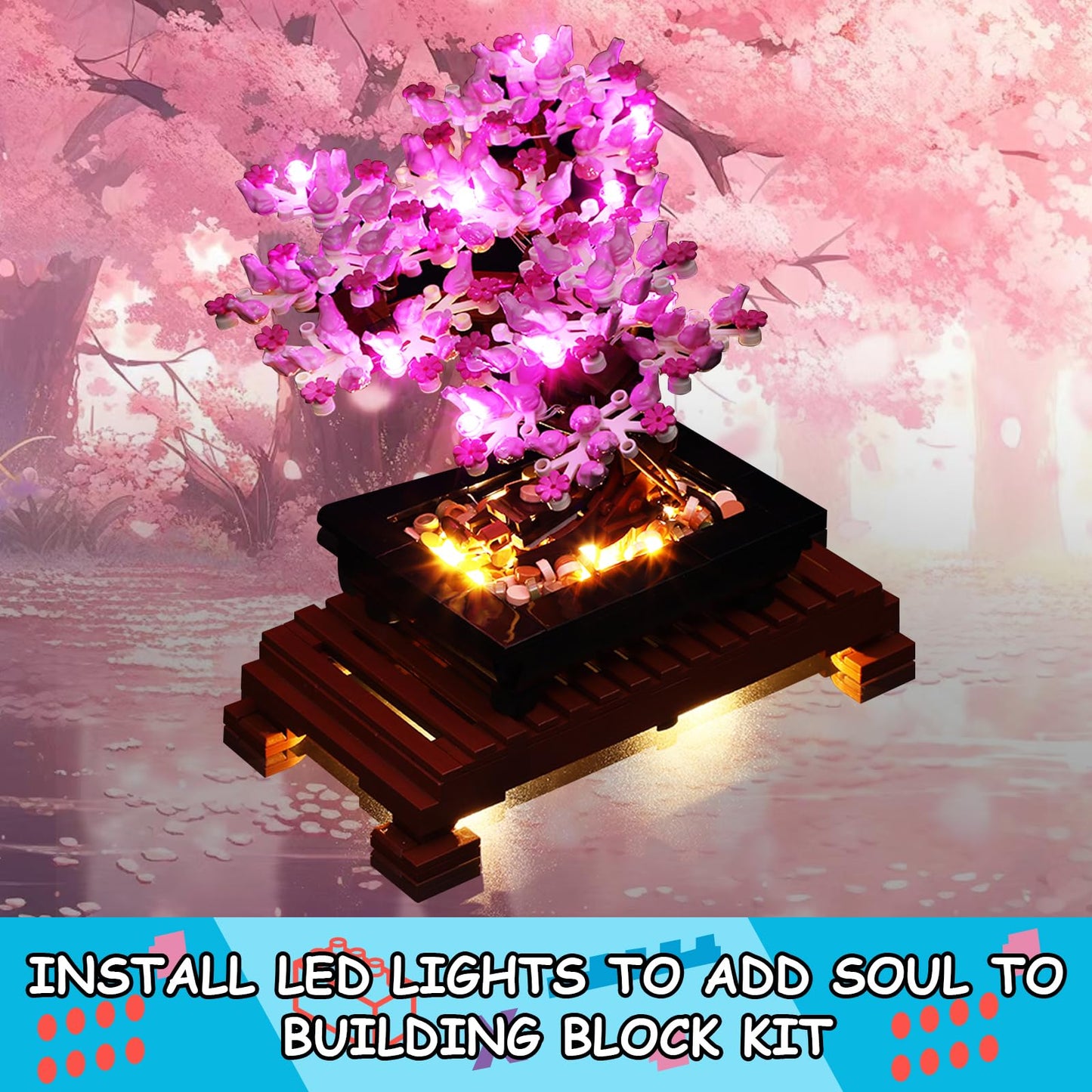 Mililier LED Light Kit for Lego Bonsai Tree 10281 Set – Pink | Enhance Your Display