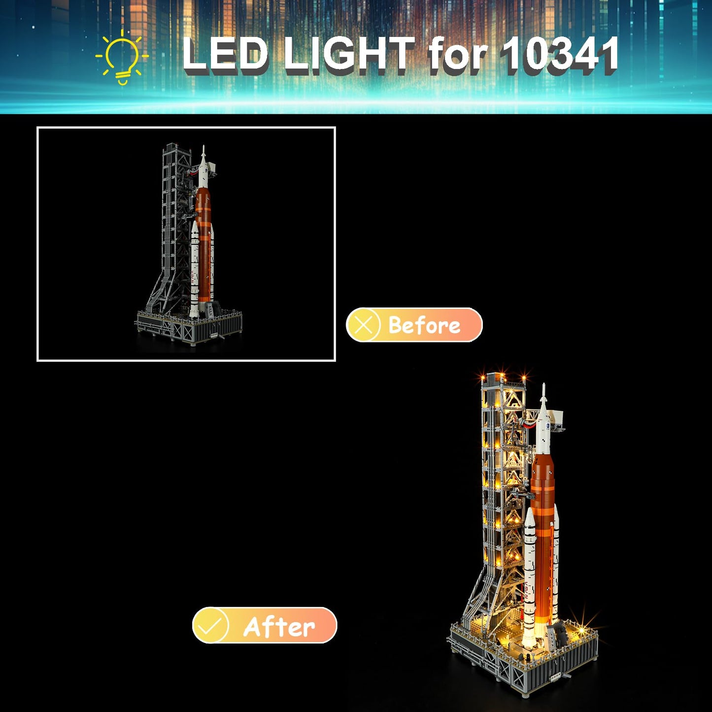 Mililier LED Light Kit for Lego 10341 Artemis Space System – USB or Battery Power