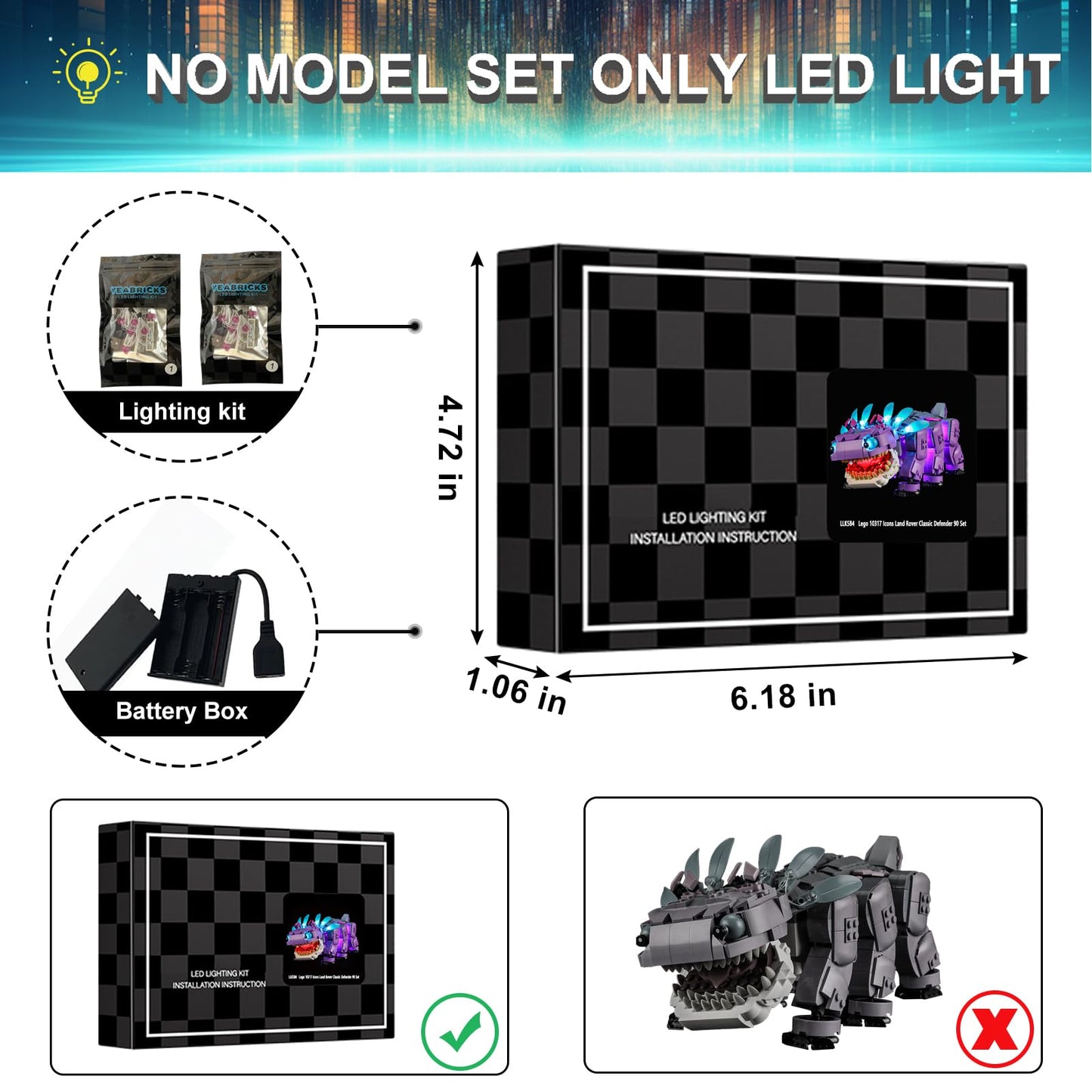 Mililier LED Light Kit for Lego 77077 Fortnite Klombo – LED Light Only