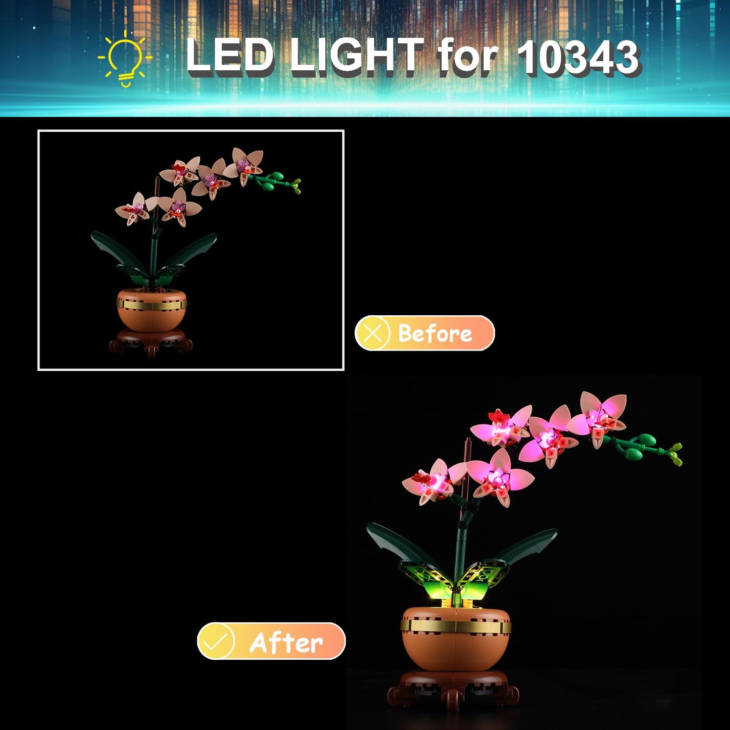 Mililier LED Light Kit for Lego 10343 Mini Orchid – Compatible Lighting for Lego 10343 Set