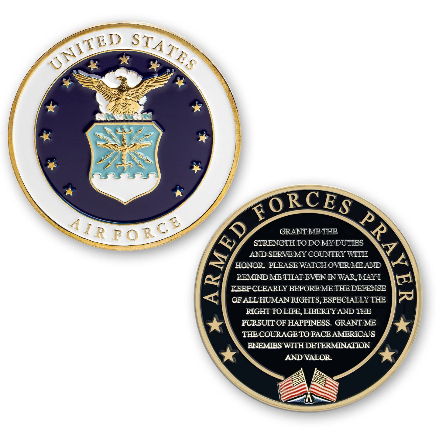 Military Gift Shop | Air Force Armed Forces Prayer Coin – USAF Valor Challenge Coin