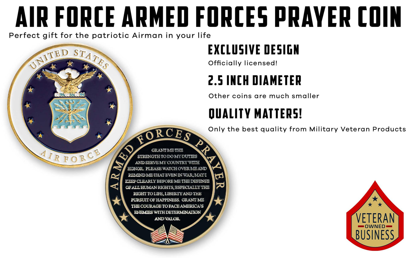 Military Gift Shop | Air Force Armed Forces Prayer Coin – USAF Valor Challenge Coin