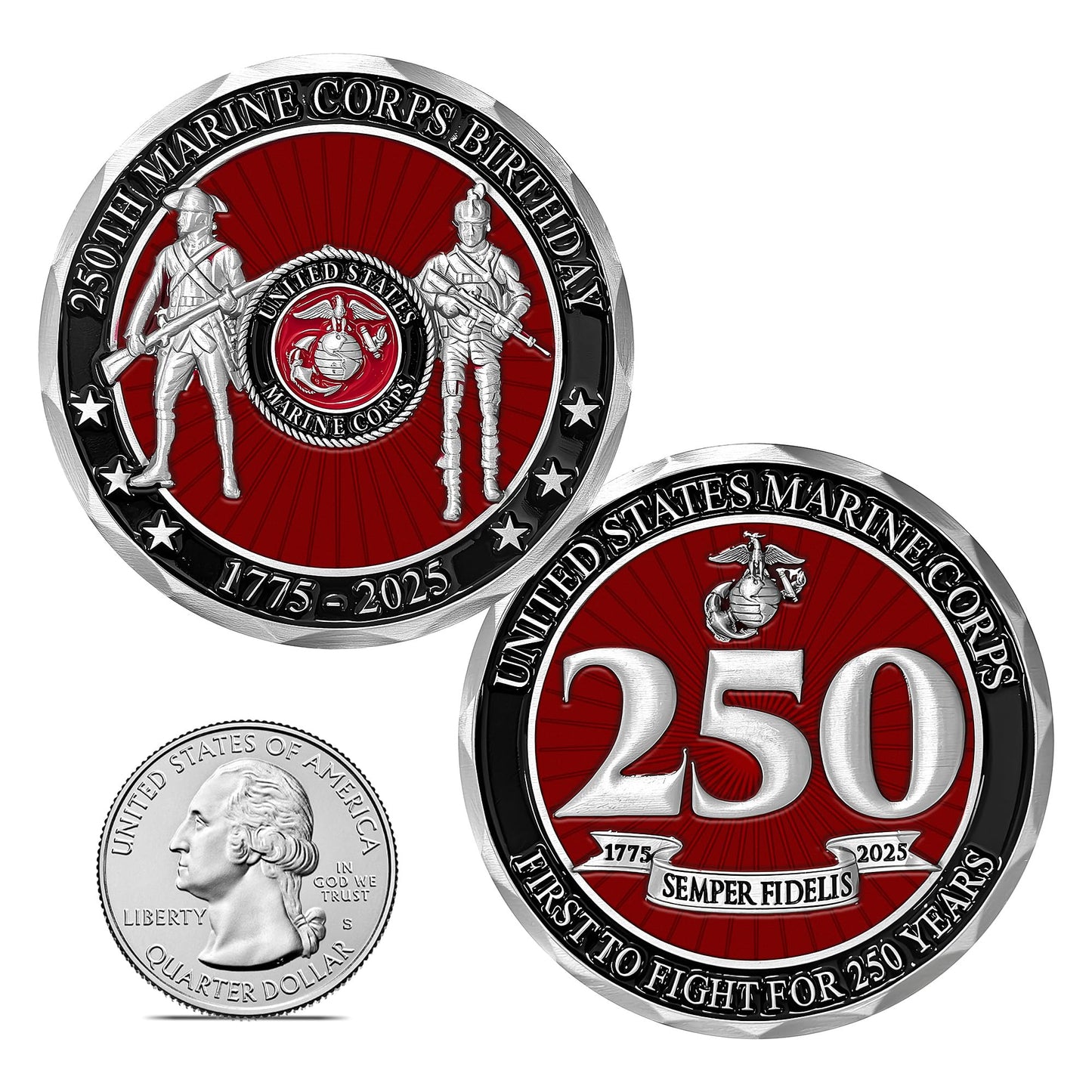 USMC 250th Birthday Challenge Coin – 2-Inch Commemorative | Military Gift Shop