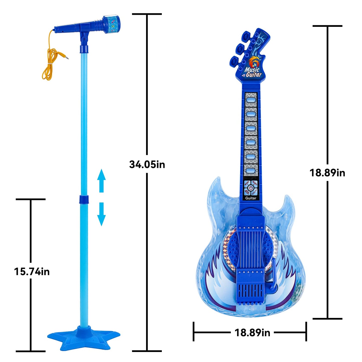 Milk Frog Guitar & Microphone Play Set for Kids – Beginner Karaoke Toy with Light & Stand