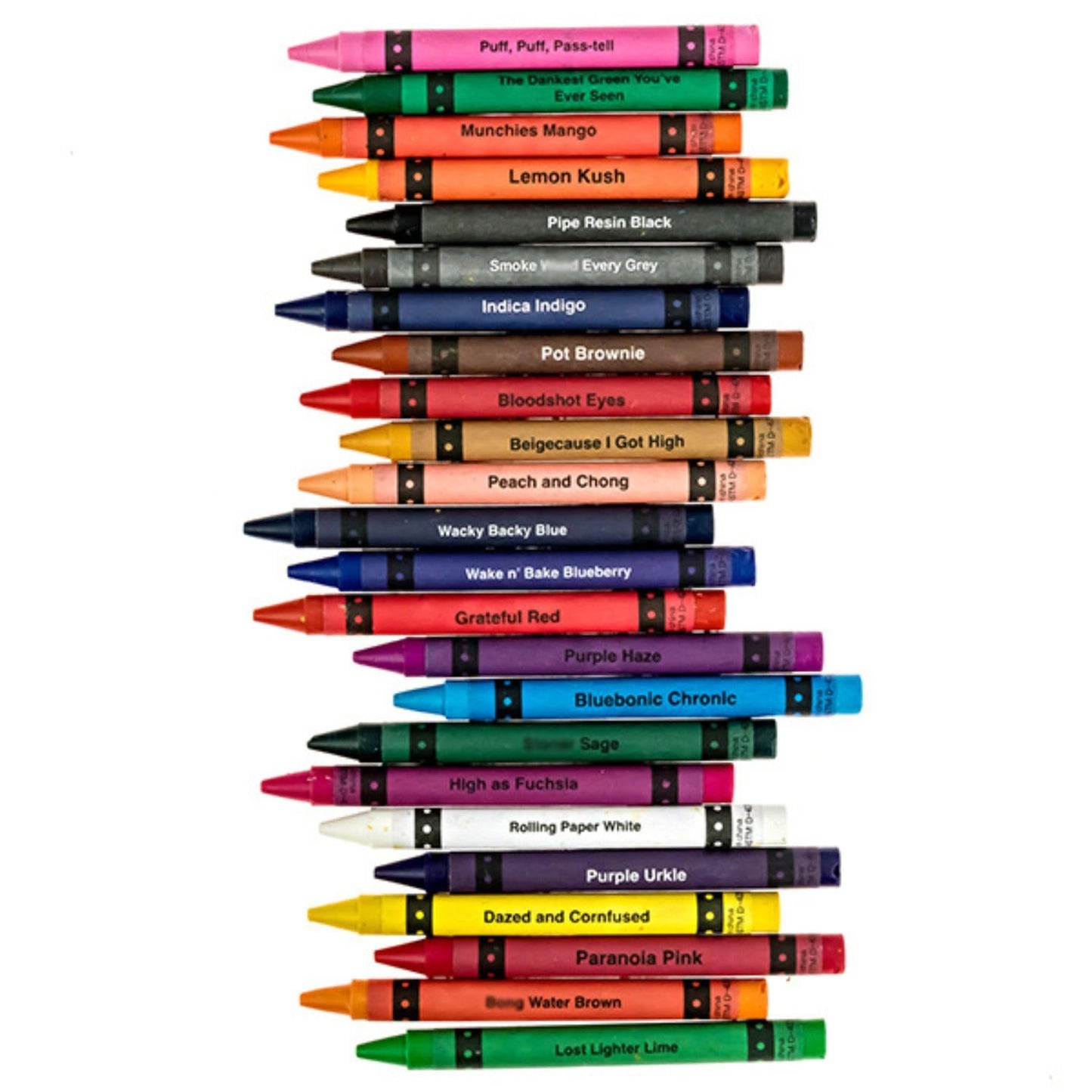 MilkToast Brands Offensive Crayons Pot Pack – 24-Count Adult Crayons with Hilarious Stoner Sayings