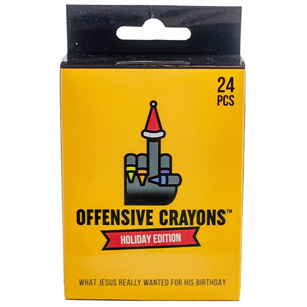 MilkToast Brands Offensive Crayons Holiday Edition – 24-Count Adult Crayons with Sarcastic Sayings | Funny Gag Gift
