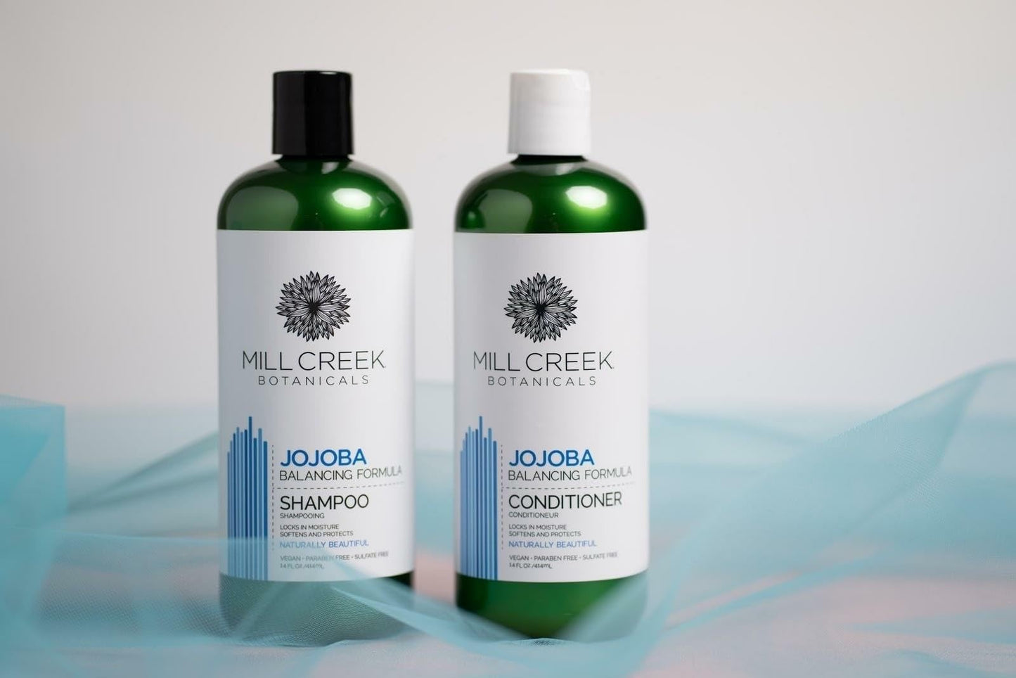 Mill Creek Botanicals Jojoba Shampoo & Conditioner Bundle – Paraben Free, Sulfate Free, pH Balanced