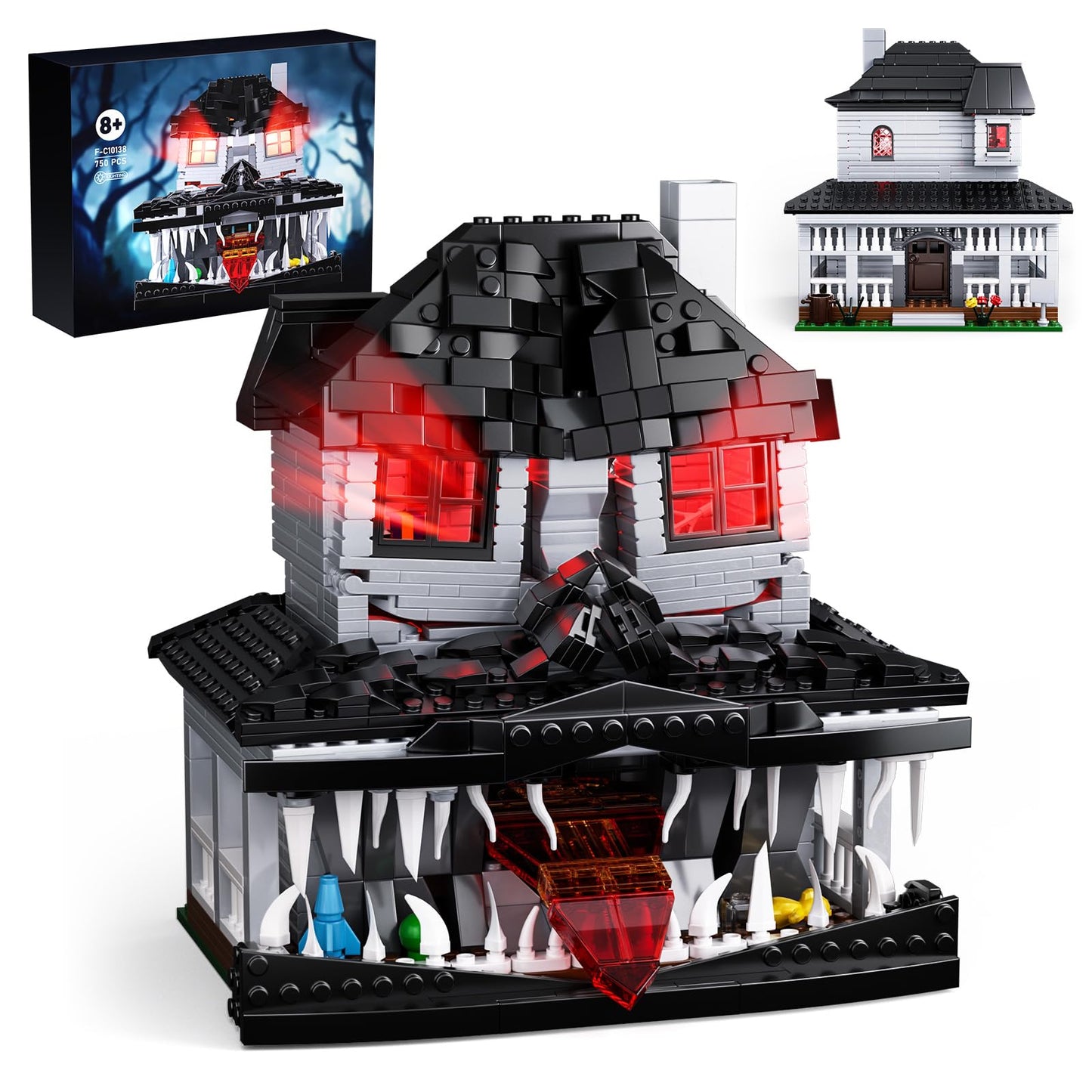 Millionspring Monster House Building Block Set – 750 PCS, Dual-View LEGO-Compatible Horror Kit