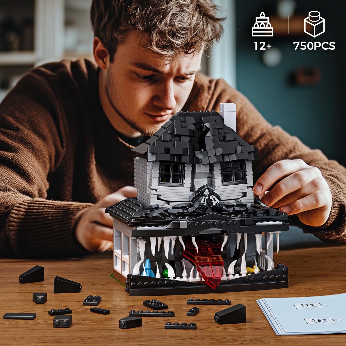 Millionspring Monster House Building Block Set – 750 PCS, Dual-View LEGO-Compatible Horror Kit