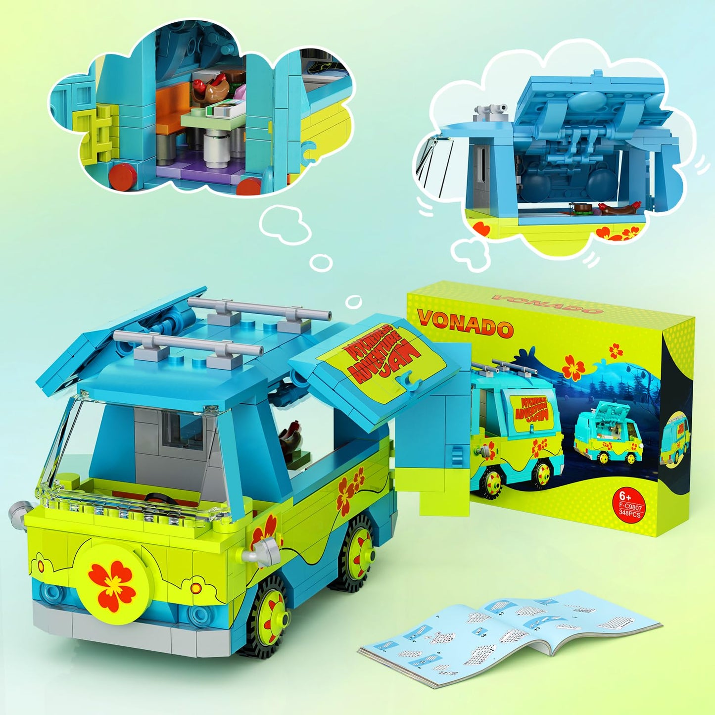 Millionspring Classic Adventure Van Building Blocks — LEGO-Compatible Mystery Car Toy for Kids 6+