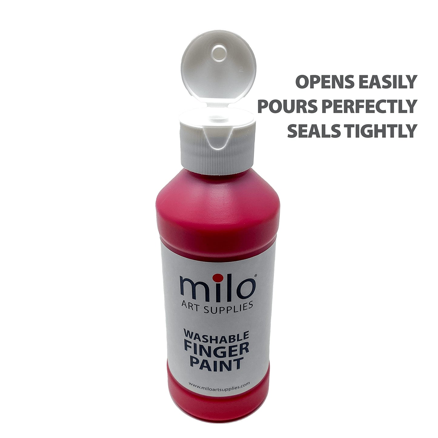 Milo Kids Washable Finger Paint Set – 8 Colors, 8 oz Bottles, Safe & Non-Toxic | Made in USA
