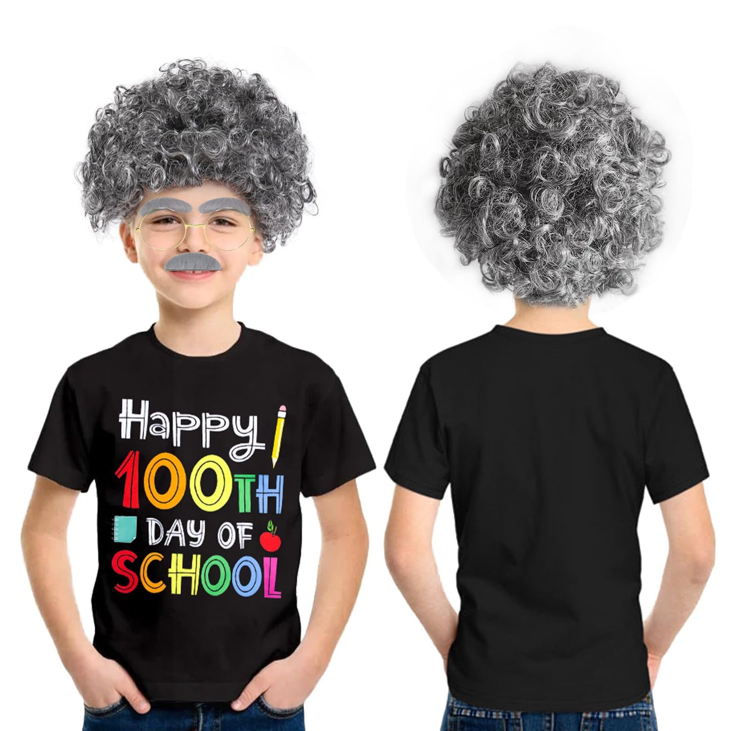 Miltrs Kids 100 Days of School Costume – Old Man Grandpa Dress-Up Kit for Boys
