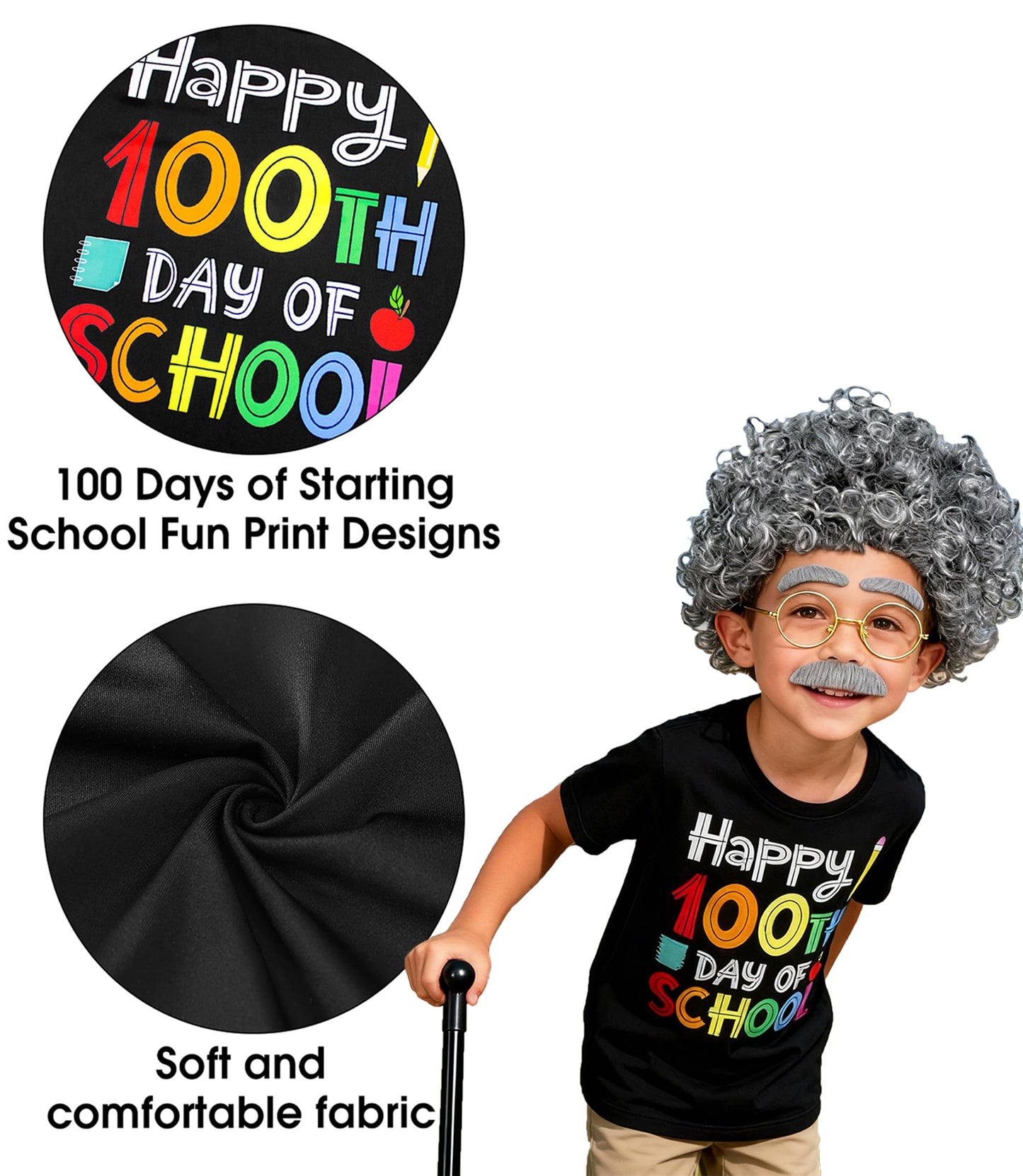 Miltrs Kids 100 Days of School Costume – Old Man Grandpa Dress-Up Kit for Boys