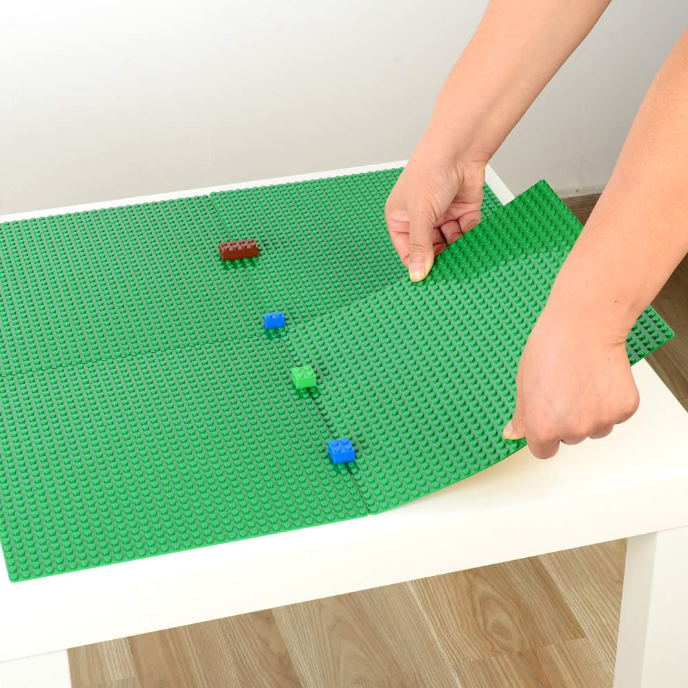 MIMAX Peel-and-Stick Baseplates (10x10) – 4 Pack, Green | Self-Adhesive Building Plates Compatible with All Major Brands