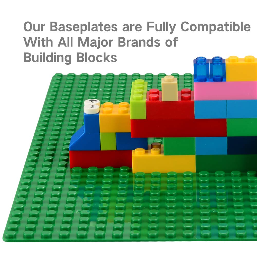 MIMAX Peel-and-Stick Baseplates (10x10) – 4 Pack, Green | Self-Adhesive Building Plates Compatible with All Major Brands