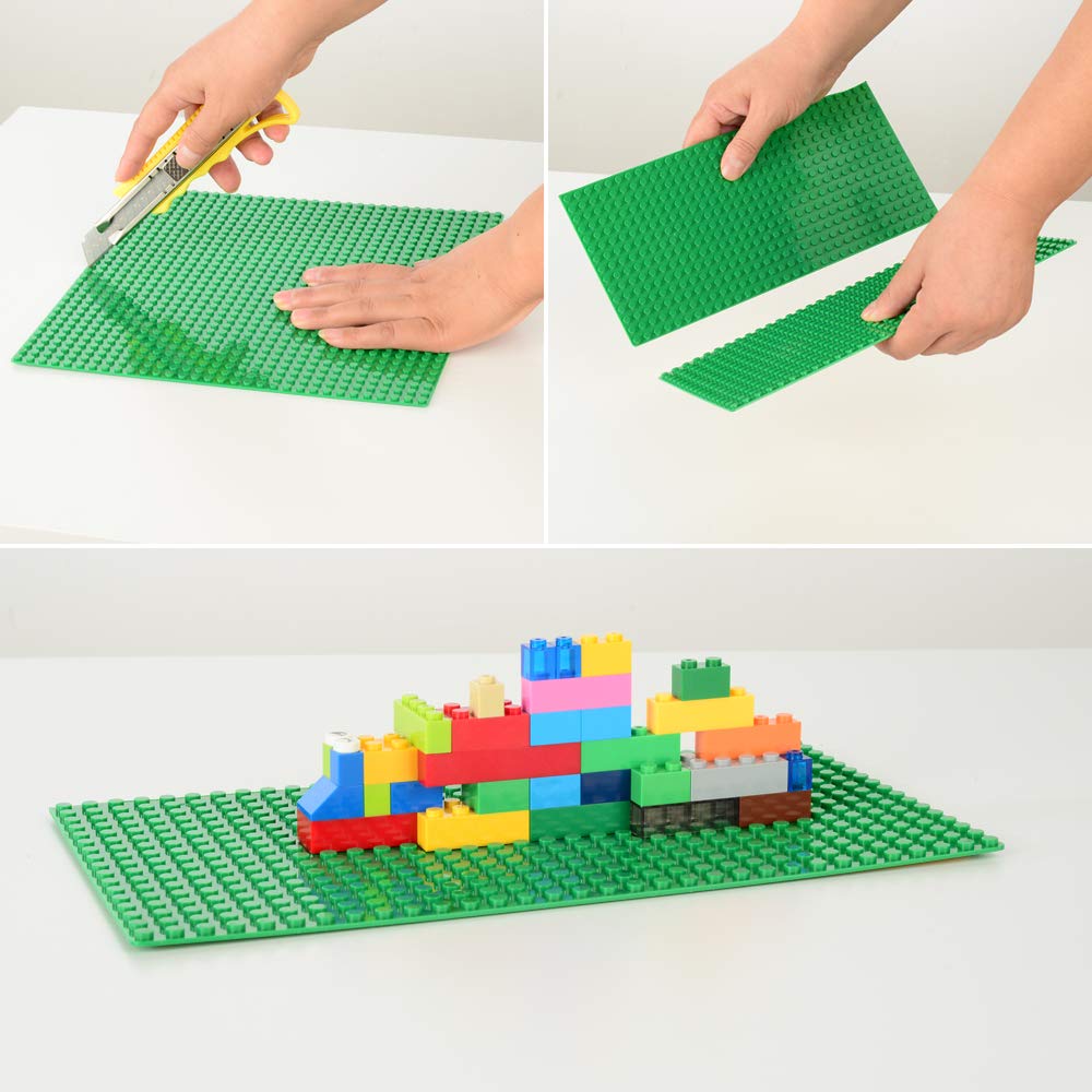 MIMAX Peel-and-Stick Baseplates (10x10) – 4 Pack, Green | Self-Adhesive Building Plates Compatible with All Major Brands
