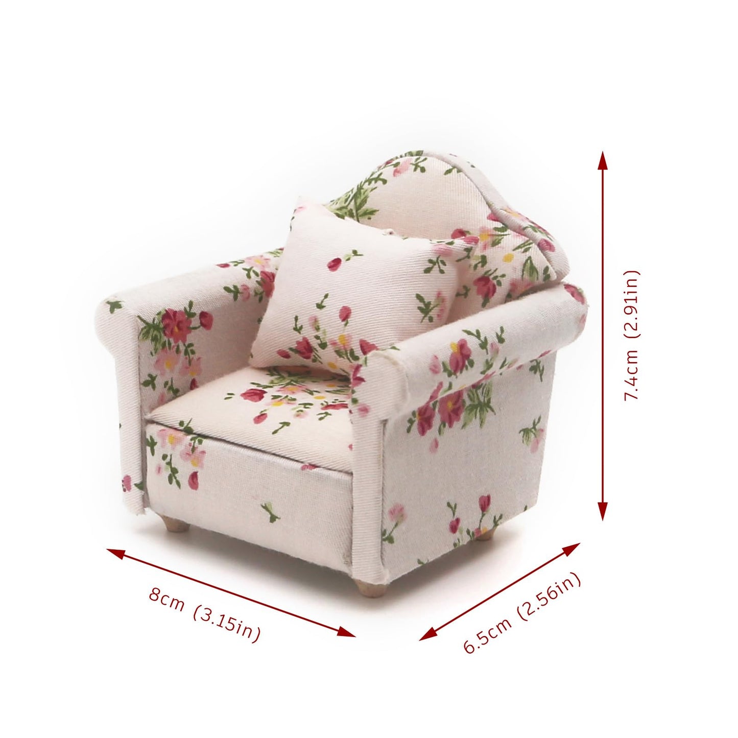 Minamzee 1:12 Dollhouse Couch Set – 1:12 Scale Wooden Miniature Living Room Furniture