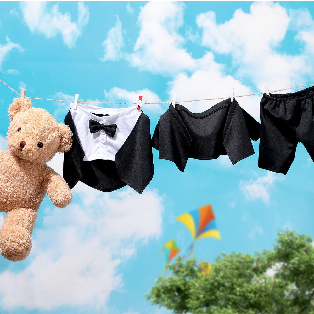 Minatee Tuxedo Bear Clothes Set for 13-15 Inch Bears | Wedding-Ready Outfit