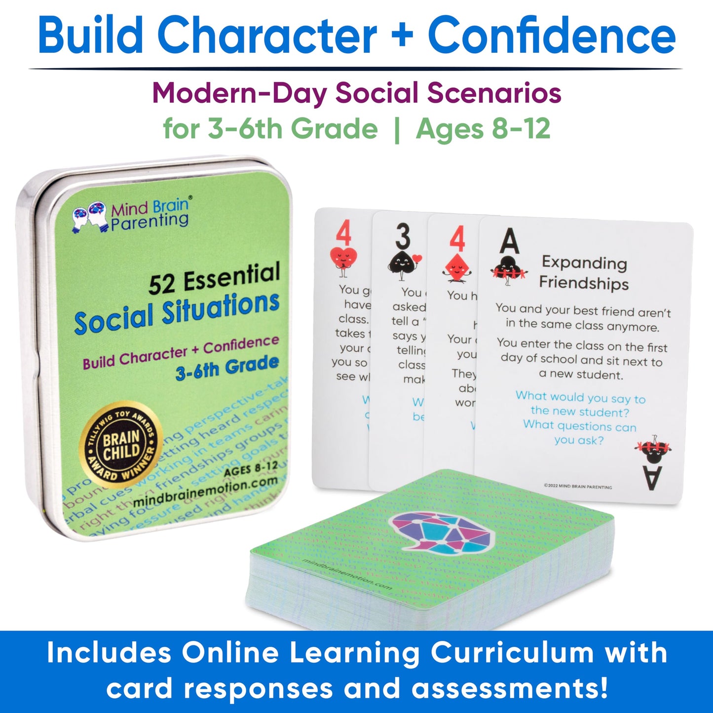 Mind Brain Emotion: 52 Essential Social Situations Card Deck for Kids (3–6th Grade)