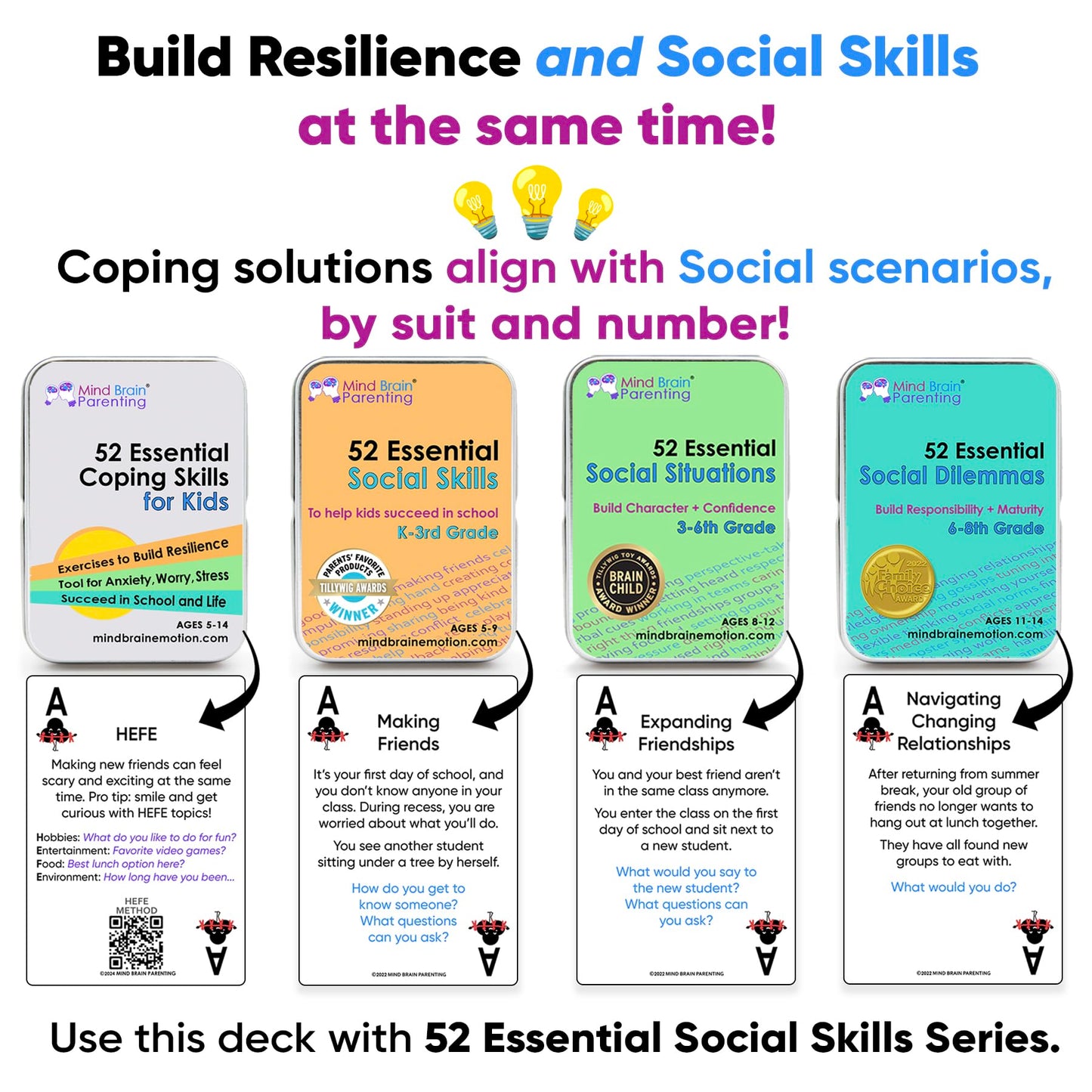Mind Brain Emotion: 52 Essential Social Dilemmas for Middle School - Conversation Cards for 6th-8th Grade