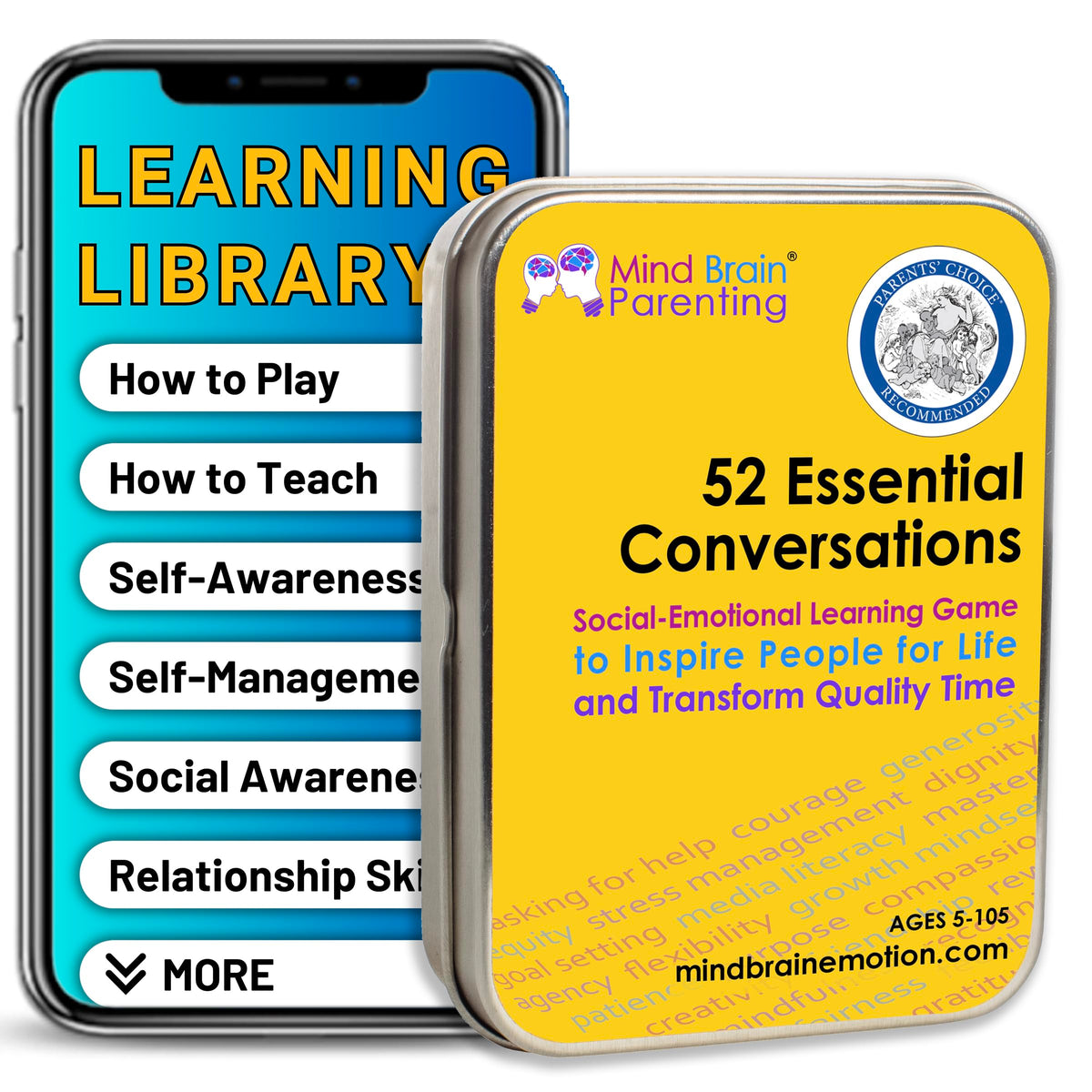Mind Brain Emotion 52 Essential Conversation Cards for Kids, Family, and Classroom — Growth Mindset & Communication Skills