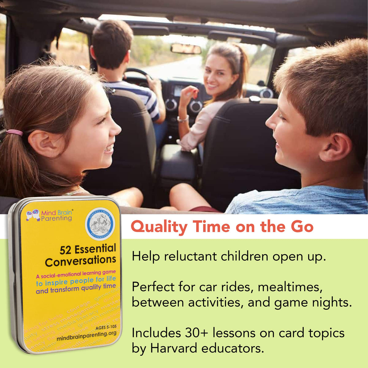 Mind Brain Emotion 52 Essential Conversation Cards for Kids, Family, and Classroom — Growth Mindset & Communication Skills
