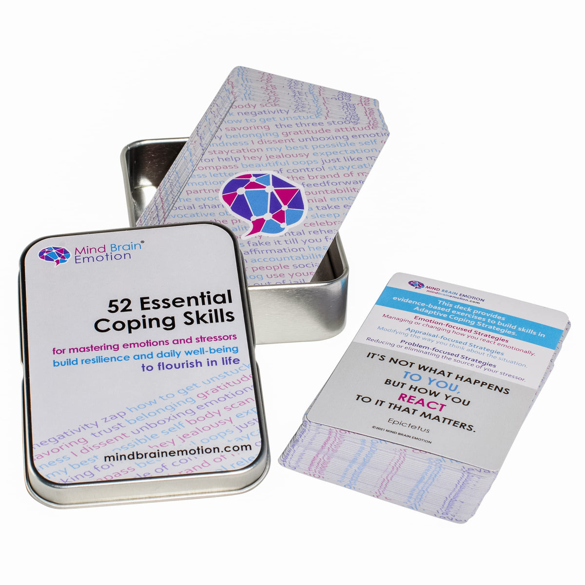Mind Brain Emotion 52 Essential Coping Skills Cards – Self-Care Exercises for Stress Relief & Social Anxiety
