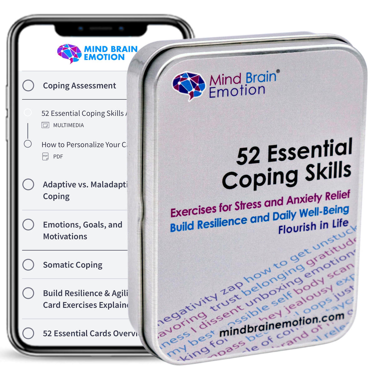 Mind Brain Emotion 52 Essential Coping Skills Cards – Self-Care Exercises for Stress Relief & Social Anxiety