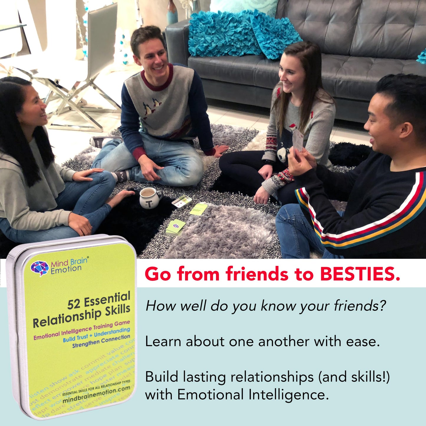 52 Essential Emotional Intelligence Training — Relationship Skills Card Game by Mind Brain Emotion