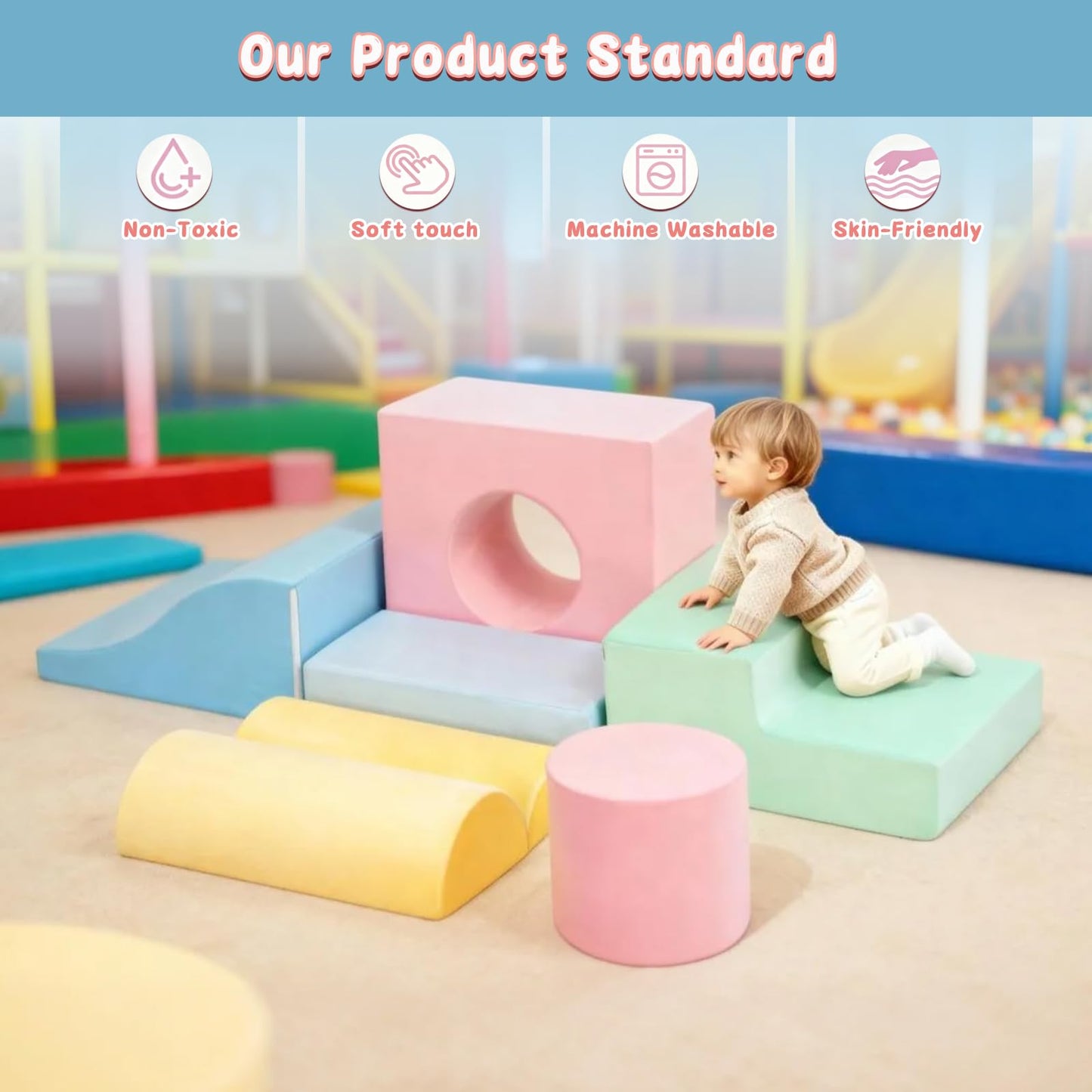 MIND&ACTION 6-Piece Toddler Climbing Blocks | Indoor Foam Play Set for 1–3 Years