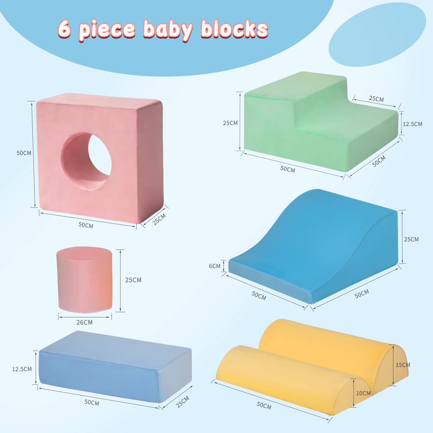 MIND&ACTION 6-Piece Toddler Climbing Blocks | Indoor Foam Play Set for 1–3 Years