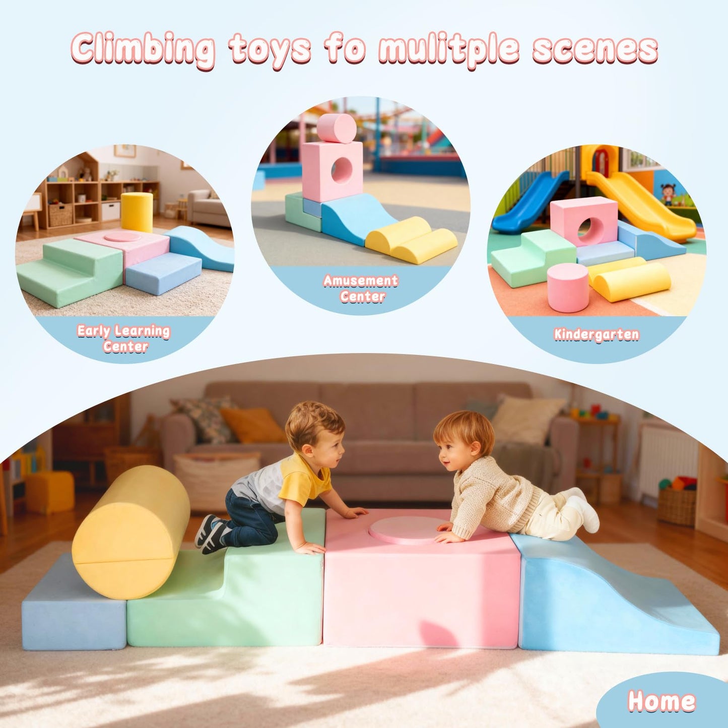 MIND&ACTION 6-Piece Toddler Climbing Blocks | Indoor Foam Play Set for 1–3 Years