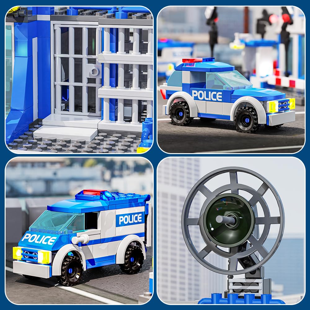 MindBox City Police Station Building Sets – 570pcs Toy Bricks for Boys 8-12