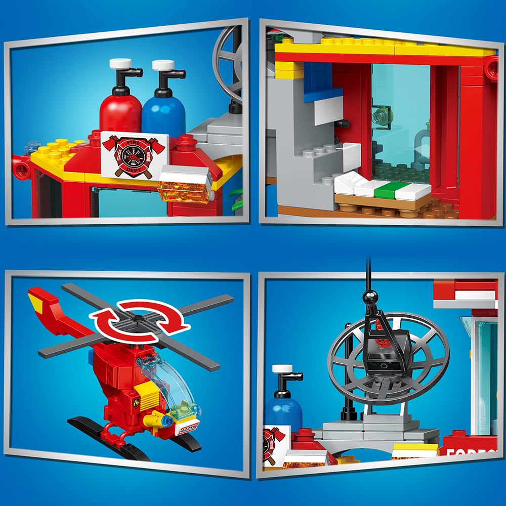 MindBox City Fire Rescue Building Set – Fire Station, Truck & Helicopter (772pcs) for Kids 8+ | MindBox