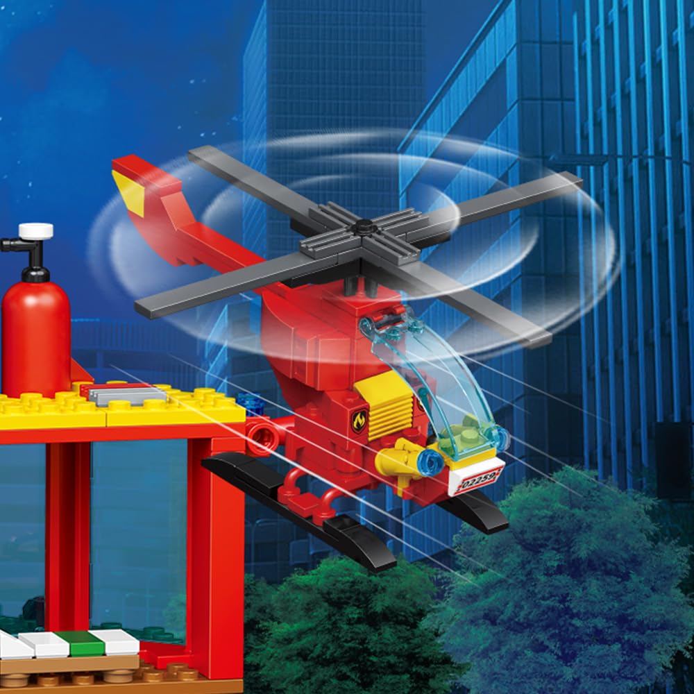 MindBox City Fire Rescue Building Set – Fire Station, Truck & Helicopter (772pcs) for Kids 8+ | MindBox