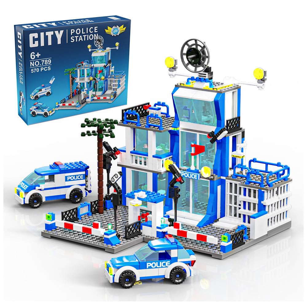MindBox City Police Station Building Sets – 570pcs Toy Bricks for Boys 8-12