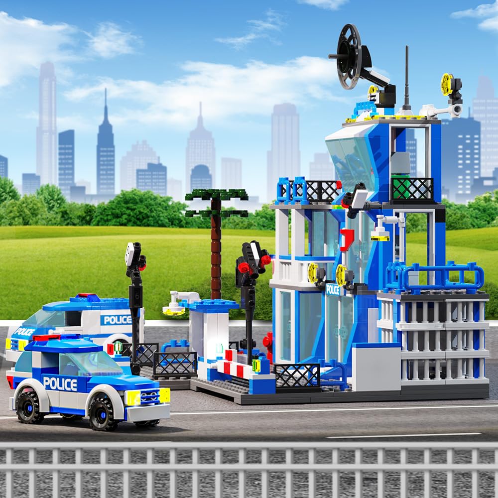 MindBox City Police Station Building Sets – 570pcs Toy Bricks for Boys 8-12