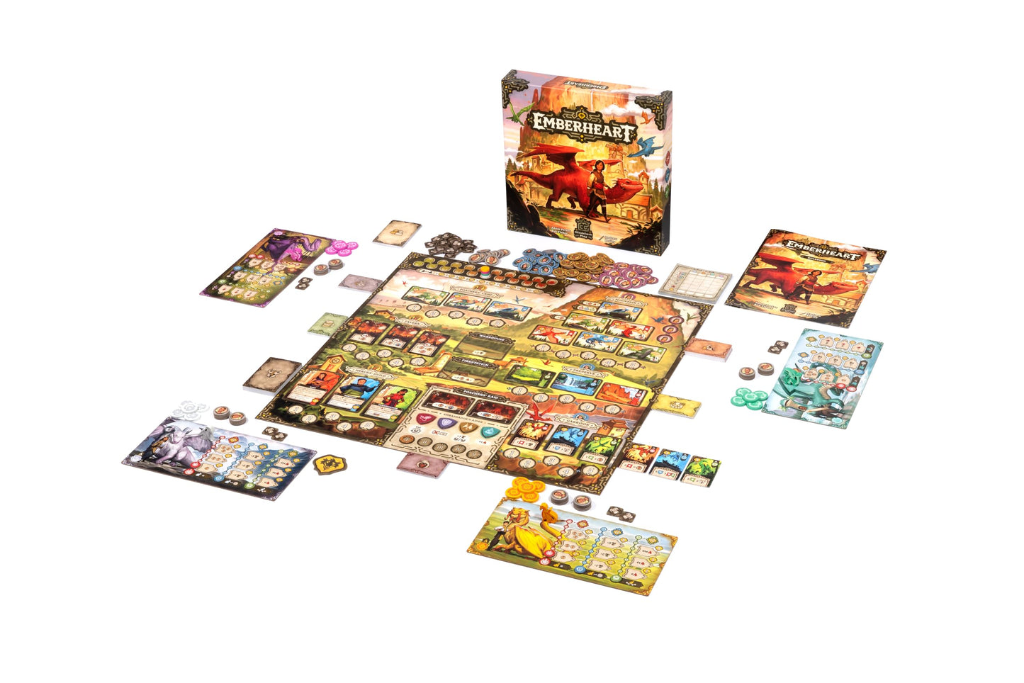 Mindclash Emberheart – Mid-Weight Worker Placement & Dragon Rescue Board Game | 2-4 Players | 60-90 Min