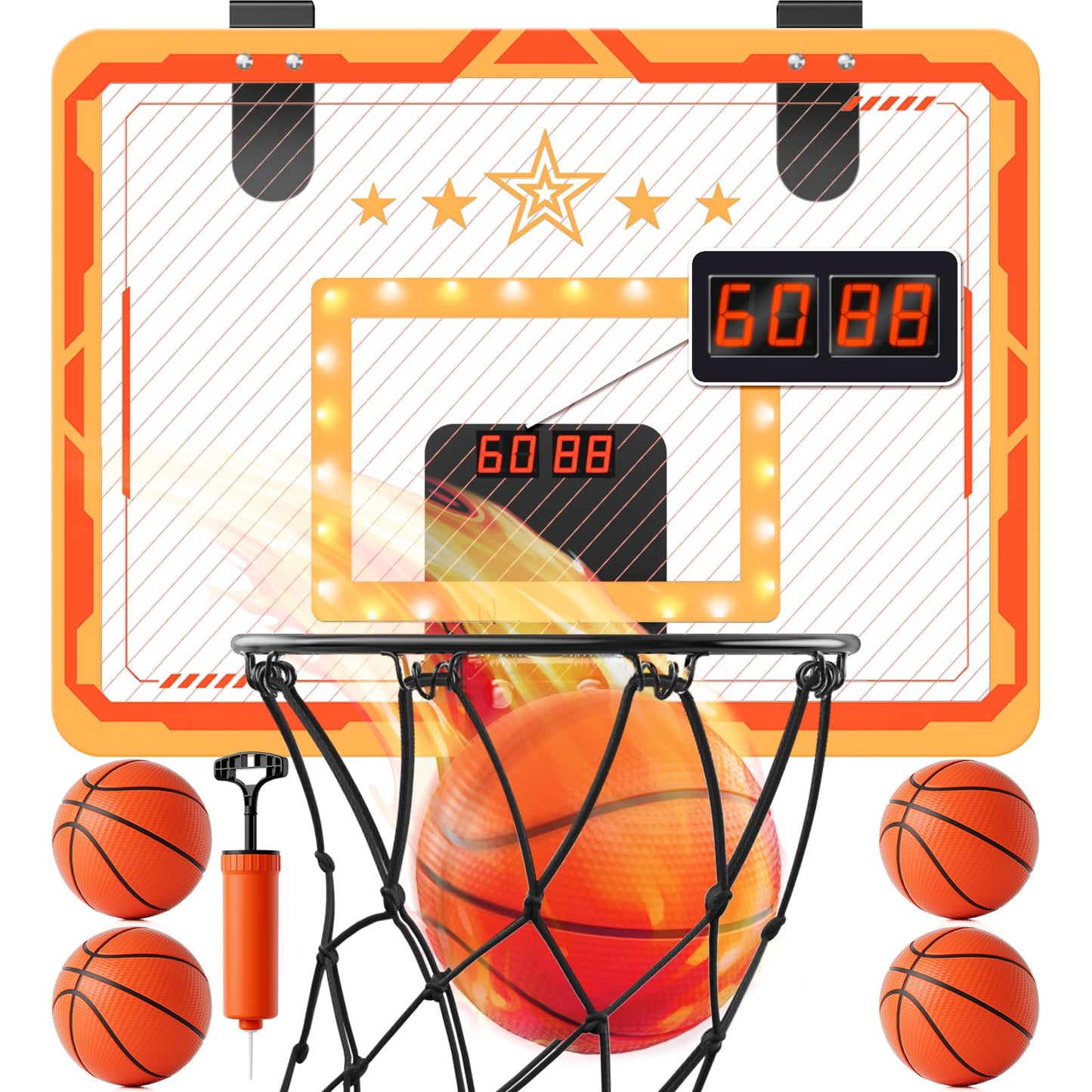 MindPal Indoor Basketball Hoop for Kids 8-12 — LED Mini Hoop with Scoreboard