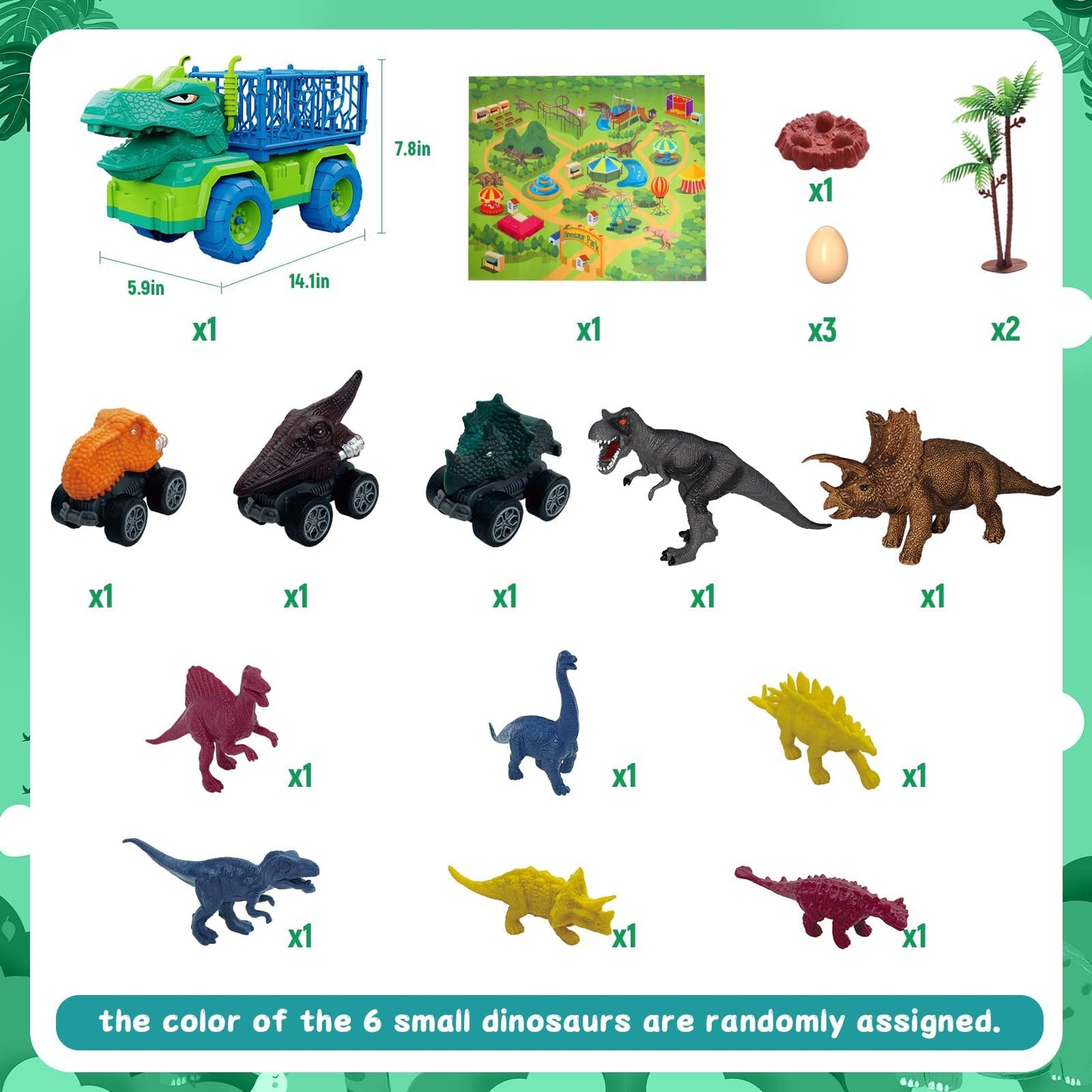 MindPal 19-in-1 Dinosaur Toys Set for Kids 3-7 | Dino Truck & Pull-Back Cars