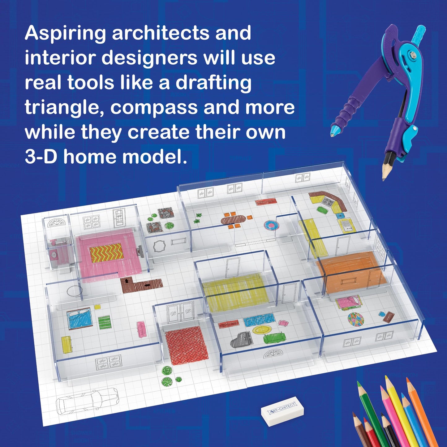 MindWare Art-chitect Home Model Building Kit – 3D Architecture for Kids 8+