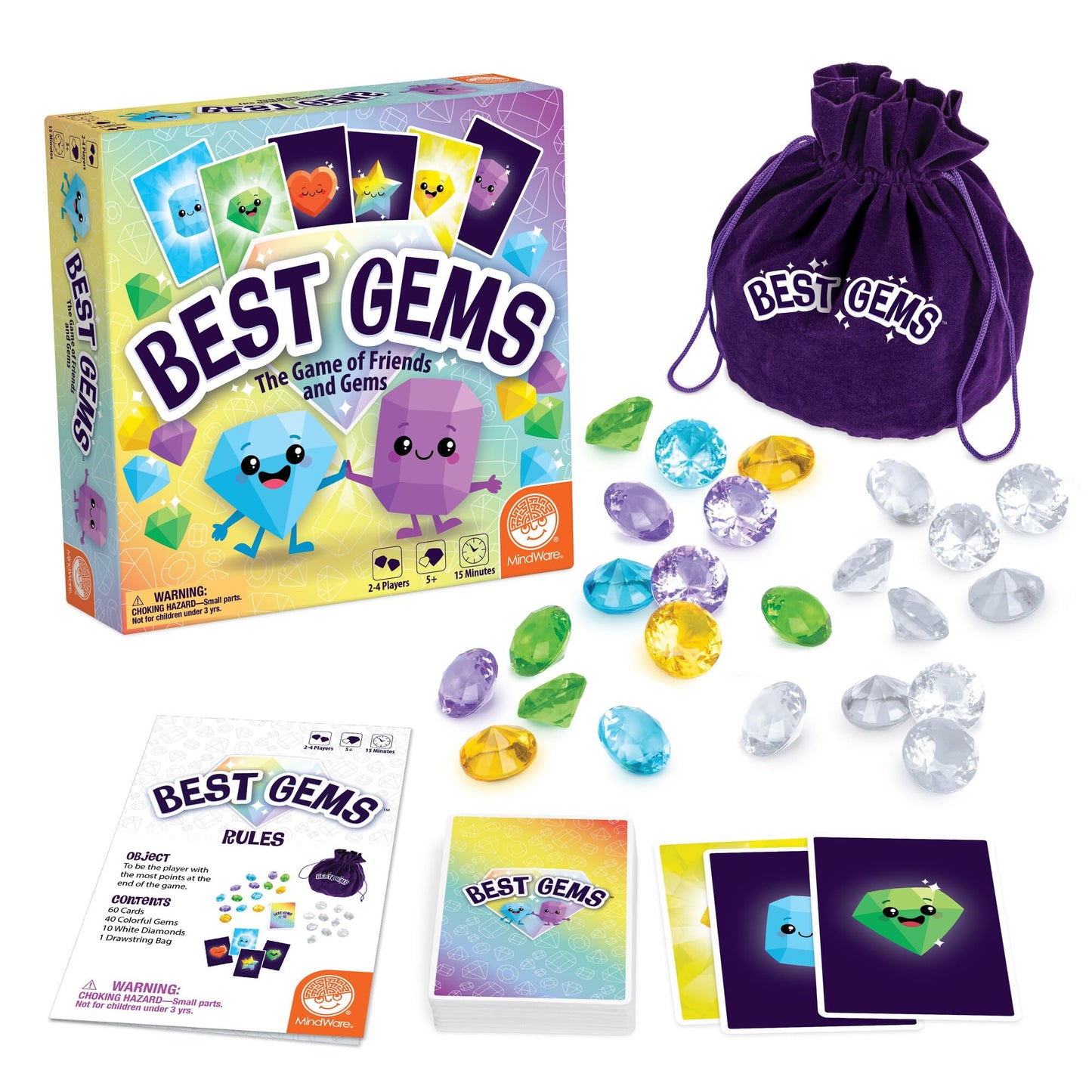 MindWare Best Gems Family Game – Match Giant Gems (Ages 5+) for 2–4 Players