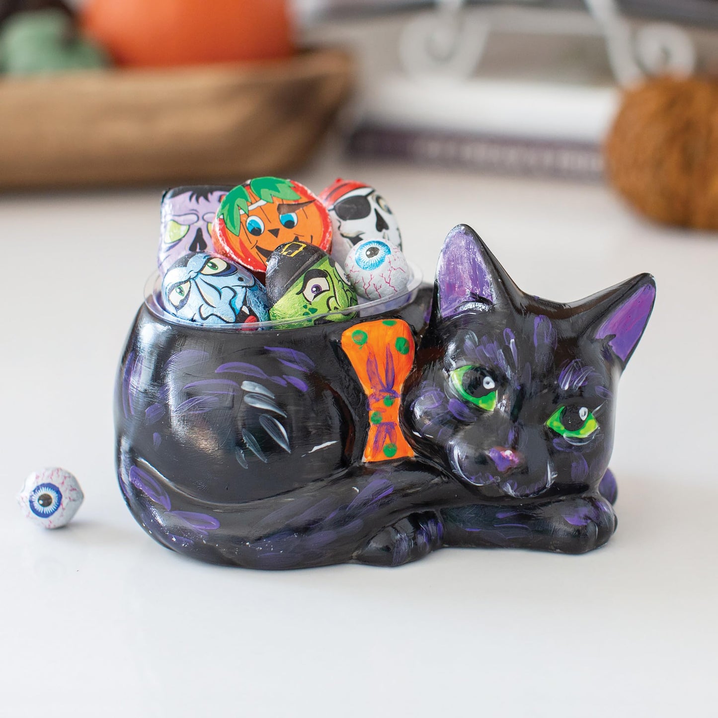 MindWare Paint Your Own Cat Dish – Ceramic Painting Kit with 12 Paints & 2 Brushes