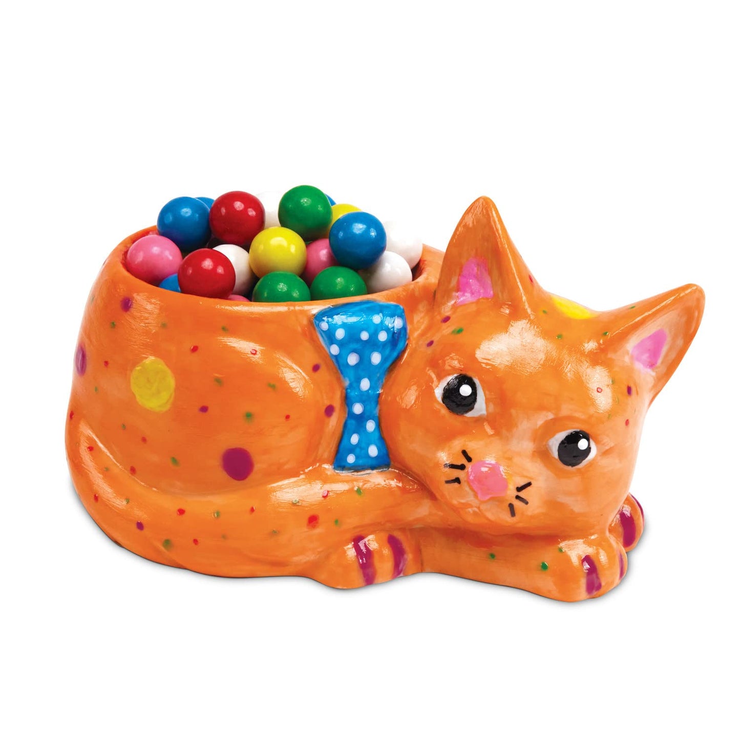 MindWare Paint Your Own Cat Dish – Ceramic Painting Kit with 12 Paints & 2 Brushes