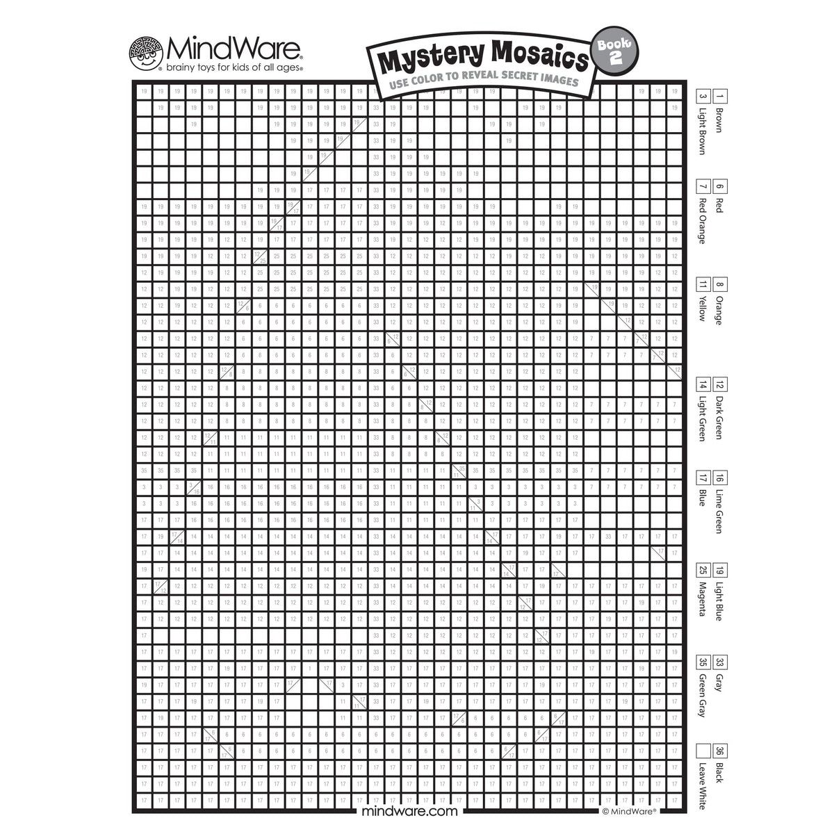 MindWare Color by Number Mystery Mosaics: Book 2 – Multi Color | Creative Mosaic Puzzles