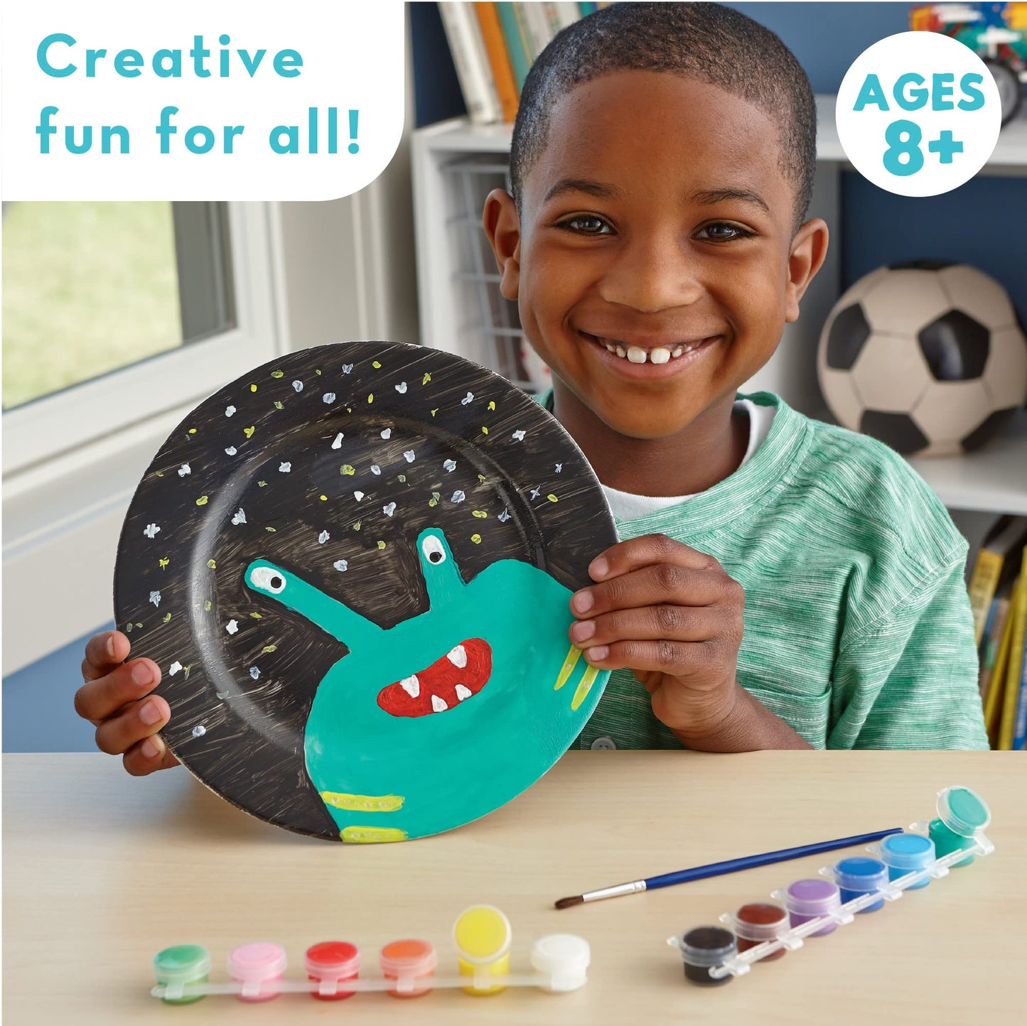 MindWare Paint Your Own Porcelain Plates Kit – 2 Plates, 12 Paints, 2 Brushes, 2 Stands