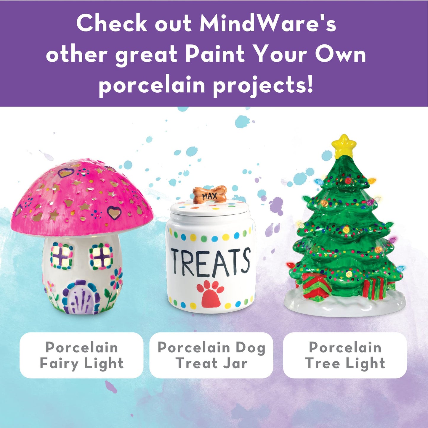 MindWare Paint Your Own Porcelain Plates Kit – 2 Plates, 12 Paints, 2 Brushes, 2 Stands